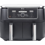 NinjaFoodi DualZone friteuse à air chaud avec deux paniers indépendants sur fond blanc