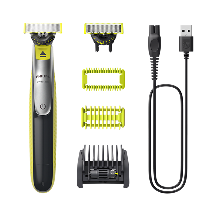Philips OneBlade 360 tondeuse rasoir hybride pour barbe courte sur fond blanc
