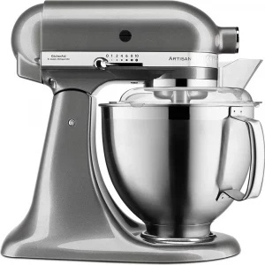 Robot pâtissier KitchenAid Artisan 4.8 litres avec bol inox sur fond blanc