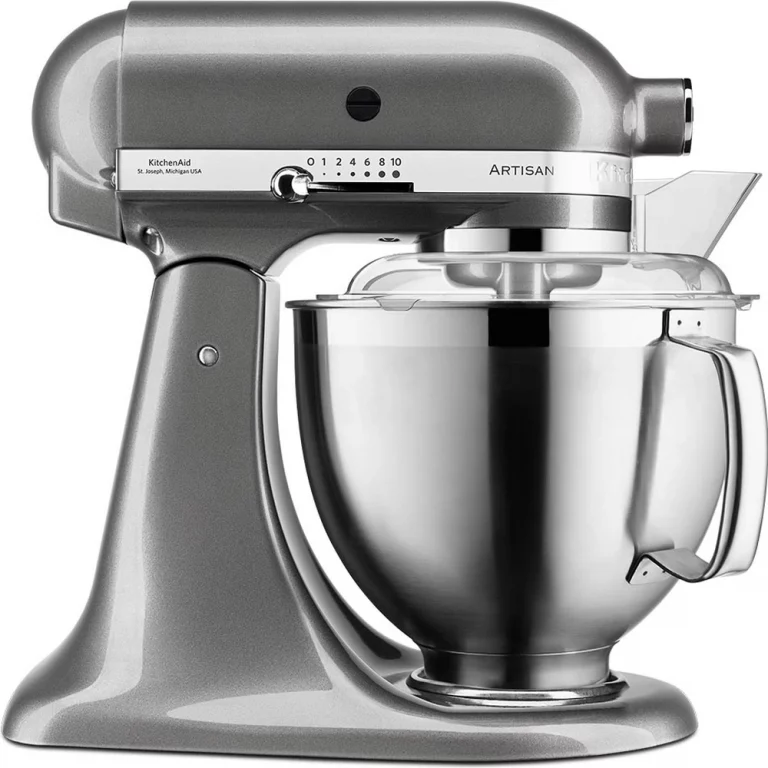Robot pâtissier KitchenAid Artisan 4.8 litres avec bol inox sur fond blanc