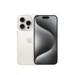iPhone 15 Pro smartphone compact avec écran OLED LTPO 6,1 pouces sur fond blanc