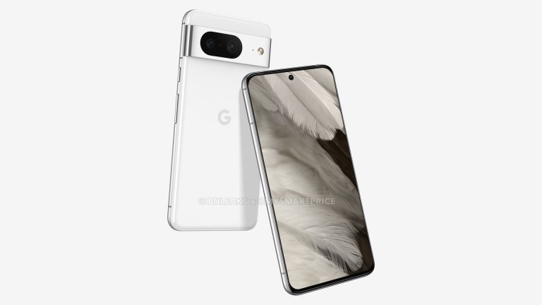 Google Pixel 8 Pro smartphone avec triple appareil photo arrière sur fond blanc